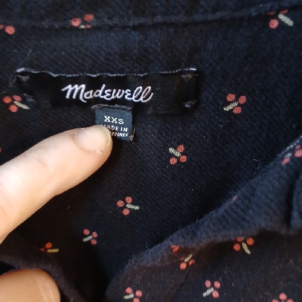 Madewell Dark Blue Shirt with Red Floral Design - Picture 2 of 5